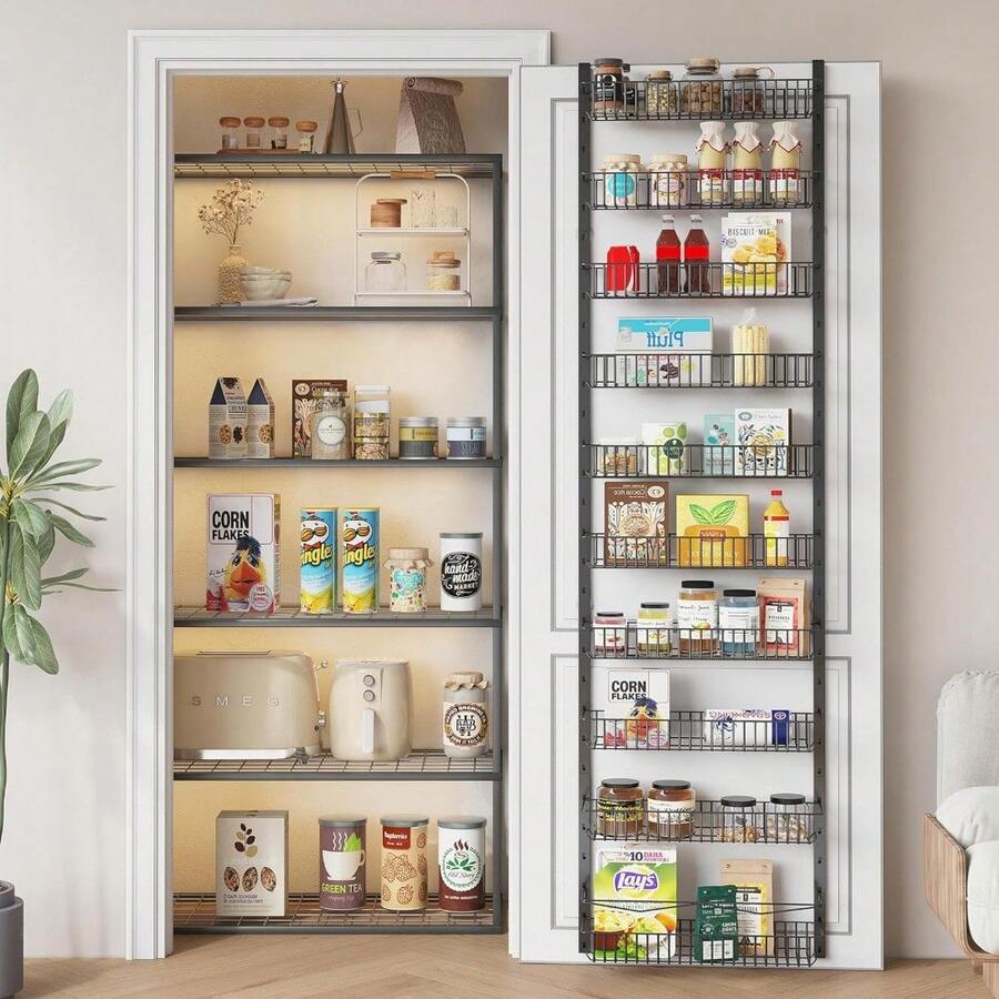 COVAODQ Over Door Spice Rack, 10-Tier, Pantry Organizer Metal Hanging Storage - 10-Tier - View 1