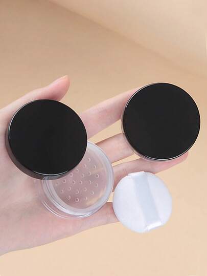 1 pieza Recipiente de plástico reutilizable vacío para polvo suelto, estuche con borla para cosméticos, contenedor portátil para polvo suelto, maquillaje, decoración de habitación, tocador, viaje, accesorios de maquillaje, regalos, regalos para mujeres, regalos de Navidad