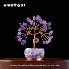 1pc Handcrafted Mini Crystal Flower Tree | Natural Crushed Stone, Glass Encased, Desktop Decor, Home Ornament, Solid Format
