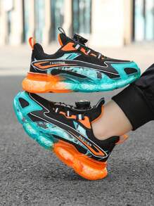 1 Par de Zapatillas Casuales con Malla para Niños y Niñas Pequeños, Zapatos Deportivos de Dos Tonos con Suela de Gelatina Transparente y Diseño Degradado, Ligeros y Giratorios para Usar en Todas las Estaciones