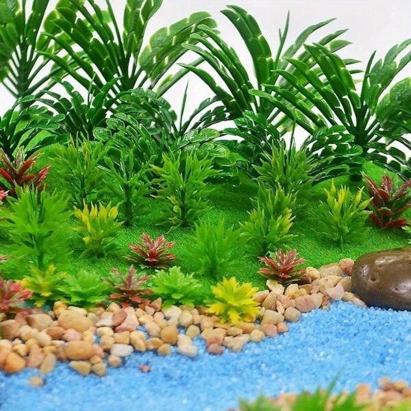 10/50/100pcs Simulation Greenery Miniature Plants Set Fairytale Garden/Train Sandbox Decoration Including Ferns+Peonies+Mosses Combo Multi-Holiday Aquascape Ornaments (Christmas/Thanksgiving/Easter) Home And Office Decorations, Fairytale Garden Accessories