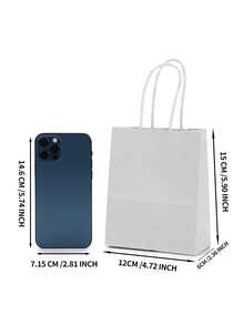 10pcs Multicolor Gift Bags With Handles, Kraft Paper Party Bags Suitable For Christmas Parties, Weddings, Birthdays, Celebrations, Parties, DIY, 5 Sizes - White - View 8