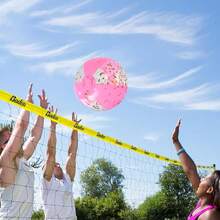 Pelota de playa inflable con luz intermitente de 40 cm, pelota de confeti, pelota de piscina, pelota de playa rosa con luz intermitente de 3 colores, equipo de juego de playa y piscina de verano - Multicolor - Ver 6