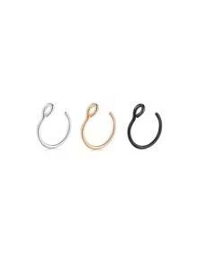 1 pieza/Set de 3 piezas Aros falsos para la nariz Joyería de perforación falsa de 8 mm Aros falsos para aro de labio, septum y nariz Nuevo conjunto de aros falsos para labios para mujeres y hombres