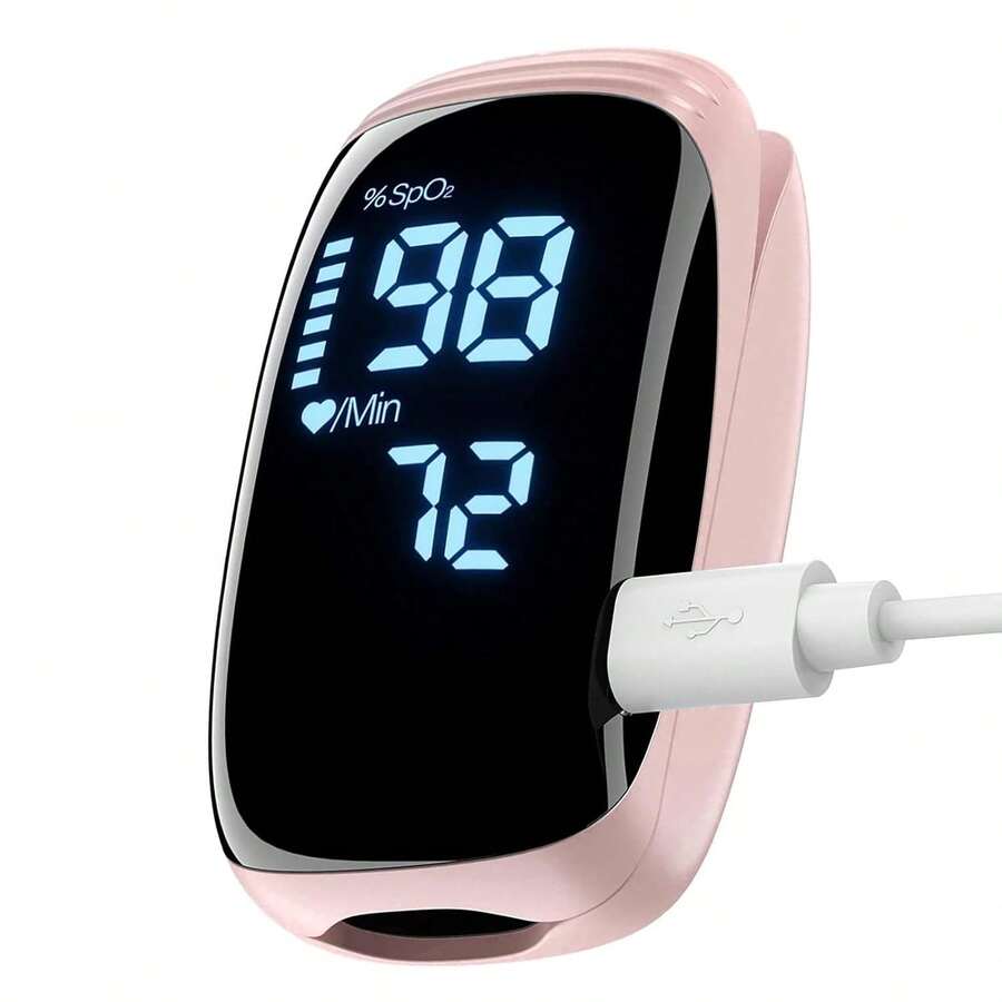 USB Rechargeable Digital Finger Pulse Oximeter, Highly Accurate - Pink - View 1