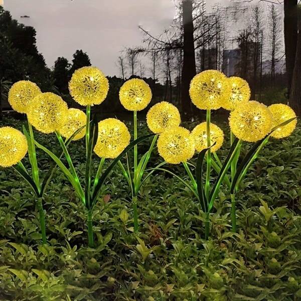 Outdoor Solar Decorative Lights, Set, With 36 LED Solar Garden Lights, Available In 2 Modes, 3-In-1 Solar Dandelion Flower, Suitable For Outdoor Use, Suitable For Gardens And Courtyards. Colorful