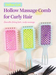 WANMEI 1支造型卷发梳，空心卷发梳，按摩梳，稻草卷发梳，三齿设计，轻松打造波浪发型，尼龙气垫梳，适合女性，卷发和直发均可使用，儿童也适用。稻草是一种材质，可作为梳子、发刷、美发工具、美发产品和配件，是沙龙、美容旅行、返校、旅行和度假的必备品，也是女性美发配件、发刷、发梳、边缘梳等的理想之选。