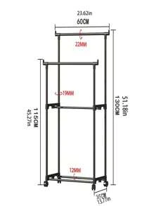 1pc Large Size Portable & Easy-To-Move Clothes Hanger Rack, Suitable For Balcony, Floor-Standing Storage Rack For Clothes, Hat And Shoes