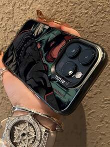 1个黑色动漫武士面具创意图案TPU防震手机壳，兼容苹果17、16、15、14、13、12、11 Pro Max系列，国际版，非国内版 - 彩色 - 查看 3