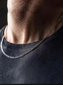 1pc Fashion Stainless Steel Thin Chain Necklace, Suitable For Men's Daily Wear Jewelry