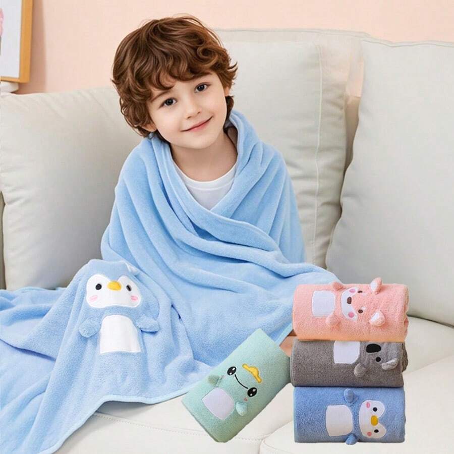 70x140cm Kids Bath Towel, Various Color Designs - Pink - View 1