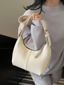 Women Solid Color PU Leather Crossbody Bag, Fashionable & Versatile - White - View 6