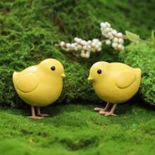2 Pcs Chicks ABS Resin Figurines Garden Decor Outdoor Balcony Ornament, Sculptures Lightweight Waterproof Cute Home Decorations
