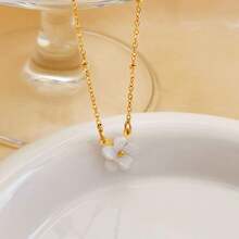 1 Stück Edelstahl Pfirsichblüten & Muschel Anhänger Halskette, süße elegante Choker Halskette für Frauen, Retro 18k Gold Muschelblumen Halskette im neuen Design für den täglichen Gebrauch für Frauen