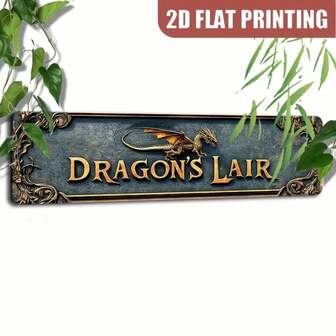 1 st. bohemisk drakbo väggdekorationsplakett - 2D-design, 40*10 cm skylt med eleganta gyllene bokstäver, lämplig för hem, bar, trädgård eller man cave-dekoration, drakdekor