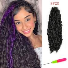 3Pcs Jessica Synthetic Hair Deep Wave Twist Crochet Hair Braid Afro Curl Ombre Blonde Pink Deep Wavy Braiding Hair Extension ForWomen - Multicolor - View 29