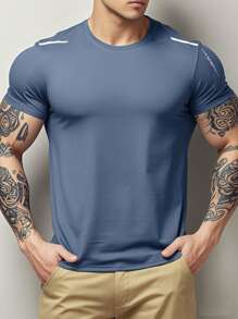 1 Men's Round-Neck Loose-Fit Breathable Sports Short-Sleeve T-Shirt