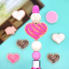 Set de 10 piezas de cuentas focales de pan mexicano con forma de corazón concha para manualidades y decoración de bolígrafos de plástico