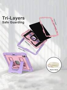 Military Industry Anti-Fall 1pc Large Stand Tablet Case Compatible With IPad Mini6 (2021) / Mini7 (2024), IPad 10.2 7th 8th 9th (2019/2020/2021), IPad 10th 10.9 (2022)/IPad(A16) 11" (2025), IPad Air4 10.9 (2020), IPad Air5 10.9 (2022), IPad Air 11" M2/M3 (2024/2025), With Pencil Slot