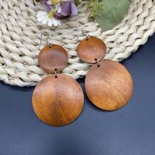 4pcs/2pcs Set Bohemian Vintage Wooden Disc Earrings, Necklace, Bracelet Jewelry Set, Hypoallergenic Holiday Accessories, Fashion Daily Wear Gift For Women