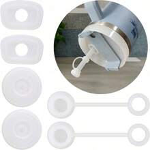 6 件套杯子硅胶防溢密封圈，包括 2 个吸管盖、2 个圆形防漏密封圈、2 个方形防漏密封圈，兼容 1.0 40 盎司/30 盎司玻璃杯和 1 个吸管清洁刷 - 透明白 - 查看 5