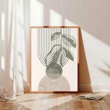 1/3Pcs Bohemian Style Posters Abstract Line Art With Plant Elements Wall Arts, Optional Frame Suitable For Home Office, Bathroom, Living Room, Bedroom, And Dining Room Decoration Optional Frame ,Wall Art With Frame