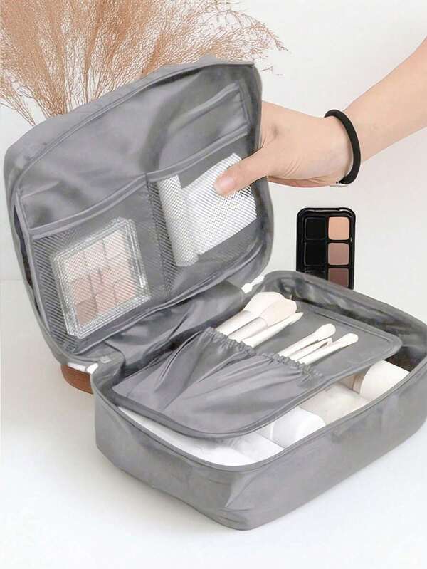 Bolsa de cosméticos de gran capacidad para viajes, bolsa de aseo, organizador de maquillaje, almacenamiento de herramientas de belleza, bolsa de aseo ligera, organizador de maquillaje compacto, organizador de cosméticos portátil y plegable