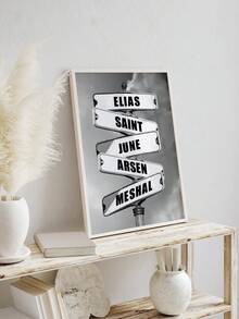 1pc Custom Name Art Poster Sign Wall Arts Family Name Painting Poster Black And White Canvas Poster Bedroom Wall Decor Office Living Room Print Painting Birthday Gift No Frame Gifts Graduation,Home Harmony - White - View 14