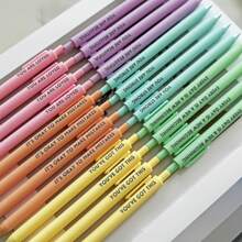 24pcs Pastel Motivational Inspirational Encouraging Pen Set - Retractable Happy Positive Pens, Black Ink, Easy Clip, Rubber Finished Ball Pens - Colorful & Cute Pens For Journaling, Writing Supplies Back To School