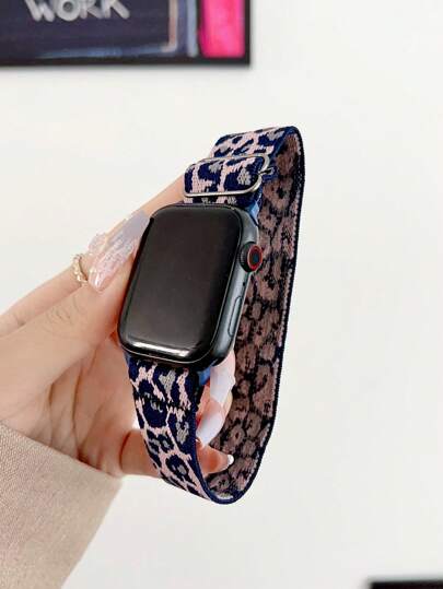 Elegante correa de nailon con estampado de leopardo compatible con Series 9/8/7/6/5/4/3/2/SE, compatible con 38/40/41mm y 42/44/45/49mm - Accesorio de pulsera de smartwatch con broche de