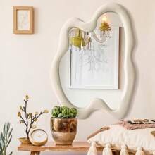 Asymmetrical Mirror Irregular Wall Mirror Modern Wood Frame Mirror Decorative Wall Mirror Suitable For Bedroom Living Room Bathroom Entrance