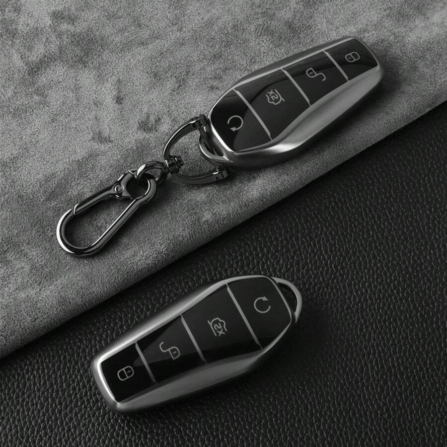 High-End TPU Car Key Case Cover Remote Control Keychain Accessory For Byd Song Plus Yuan Pro Atto 3 Ev E2 Song X Qin Tang - Metallic Gray - View 1