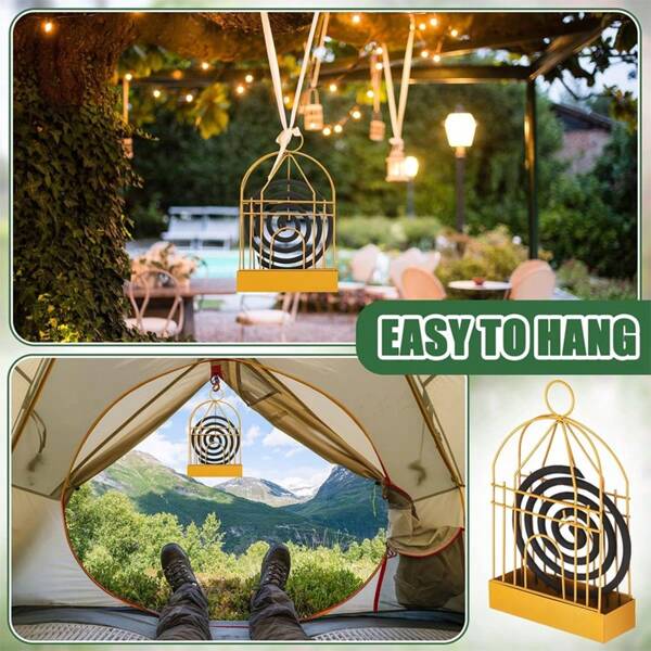 1pc Iron Mosquito Coil Holder, Portable Mosquito Coil Rack With Bird Cage Decor, Suitable For Outdoor Home Garden, Bar Patio, Office Desk Incense Burner, Metal Mosquito Coil Stand - Great For Indoor And Outdoor Use!