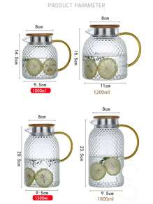 1pc Wholesale Glass Water Pitcher With Rice Pattern, Large Capacity Cold Water Jug, Heat-Resistant Tea Cup Set For Home Use