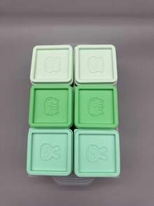 6格食物冷冻托盘储物容器带盖硅胶制冰机牛奶蔬菜水果零食容器巧克力冰淇淋家用卡通模具