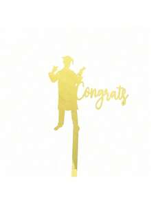 1 件/3 件博士帽毕业派对蛋糕装饰亚克力祝贺毕业适合学生毕业派对蛋糕装饰品 - 彩色 - 查看 16