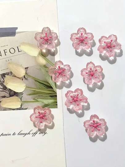 [Rosa dekorative Kühlschrankmagnete] Rosa Kirschblüten Kühlschrankmagnete, süße dekorative Kühlschrankmagnete, geeignet für Bürowhiteboards, Spinde, Geschirrspüler, Küche und Heimdekoration, rund aus Kunststoff, Weihnachtsgeschenkideen, süße Harz-Nachrichten-Magnetstifte, Fotosticker