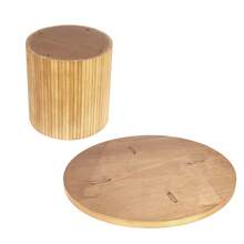 Round Wooden Coffee Table With Base - Multicolor - View 5