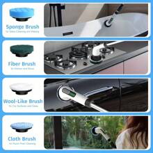 1 Wireless Electric Rotary Cleaner - USB Charging, 7 Replaceable Brush Heads, Dual Speed, Detachable Telescopic Handle, Battery Level Indicator, Suitable For Kitchen/Living Room/Bathroom Cleaning, Lithium Battery Power Supply, Seven In One Household Cleaning Product