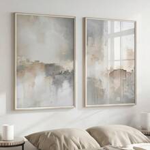 Set Of 2 White Abstract Posters, Art Prints, Modern Minimalist Posters, Neutral Abstract Wall Arts Decor, Elegant Gray And White Canvas Designs, Suitable For Living Room, Bedroom, Hotel Decoration, Unframed.
