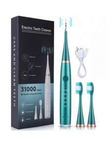 Cepillo de dientes eléctrico inteligente, limpiador de dientes con 2 cabezales de cepillo, 1 cabezal mate, 5 modos de limpieza, para cuidado bucal diario, carga USB, adecuado para uso doméstico/de viaje, batería de 500 mAh