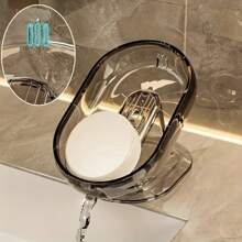1pc Elegant Light Luxury Removable Soap Dish, Fashion Design Oval Bathroom Decoration, Suitable For Shower And Bathtub, Bathroom Decoration And Accessories, Back To School