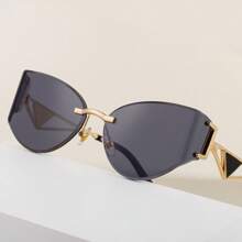 1pc New Stylish Cat Eye Frameless For Women, Casual Retro Party Cute Sexy Street Elegant High-End Glasses, Suitable For Daily Wear, Outdoor Activities
