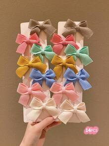 14pcs Girls' Colorful Bowknot Hair Clips