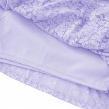 Women Tiered Ruffled Short Skirts Floral Lace Sheer Mid Rise Lined Cute Flowy Mini Skirts - Violet Purple - View 7