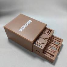 Drawer-Style Vanity Mirror, Tabletop Makeup & Manicure Tool Set, 13pcs Nail Care Kit - Multicolor - View 7