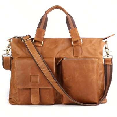 Local Warehouse- 18 Inch Laptop Bag, Leather Messenger Bag For Men,Crossbody Bag Men