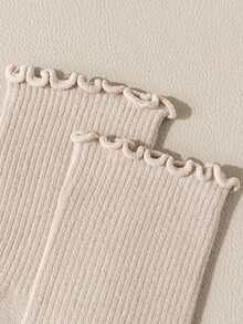 8 Pairs Women Solid Color Basic Sweet Ruffle Edge JK Style Breathable Crew Socks - Multicolor - View 3