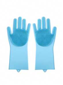 Silicone Dishwashing Gloves - Waterproof & Heat Resistant Kitchen Cleaning Gloves With Built-In Scrubbing Brush - Extra Thick, Durable & Comfortable, Suitable For All Household Work, Multi-Size Gloves | Flexible Cleaning Gloves | Heat Resistant Gloves