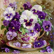 [JOZYSH] 1 قطعة ، 30 * 30 سم [11.8 * 11.8 بوصة] / 40 * 40 سم [15.7 * 15.7 بوصة] ، زهرة في كوب شاي ، لوحة ديكور غرفة المعيشة وغرفة النوم ، طقم مواد تطريز 11CT / 14CT DIY ، مثالي لديكور حائط غرفة النوم وغرفة المعيشة ، يتضمن الصور المطبوعة والقماش المطرز والخيط والإبرة وتعليمات هدايا رمضان - متعدد الألوان - مشاهدة 11
